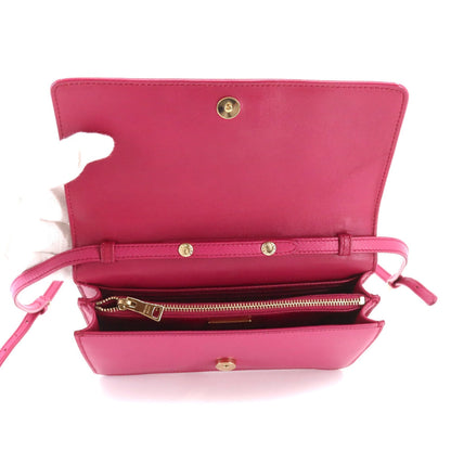 Prada Saffiano Shoulder Wallet Long Leather Pink BT1009 Gold Metal Fittings Ribbon