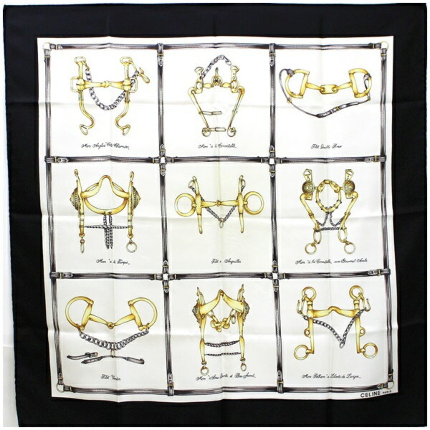 Celine silk scarf muffler white x black ladies
