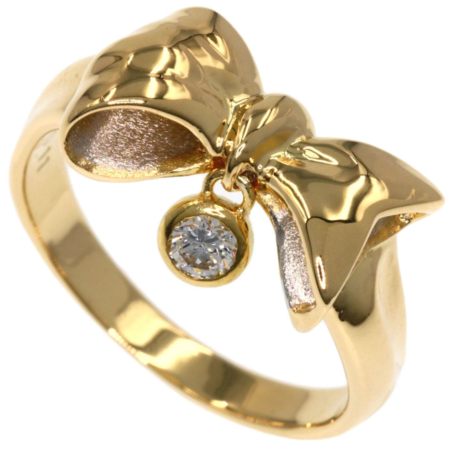 Celine Ribbon Motif Diamond Ring Platinum PT900 K18YG Ladies
