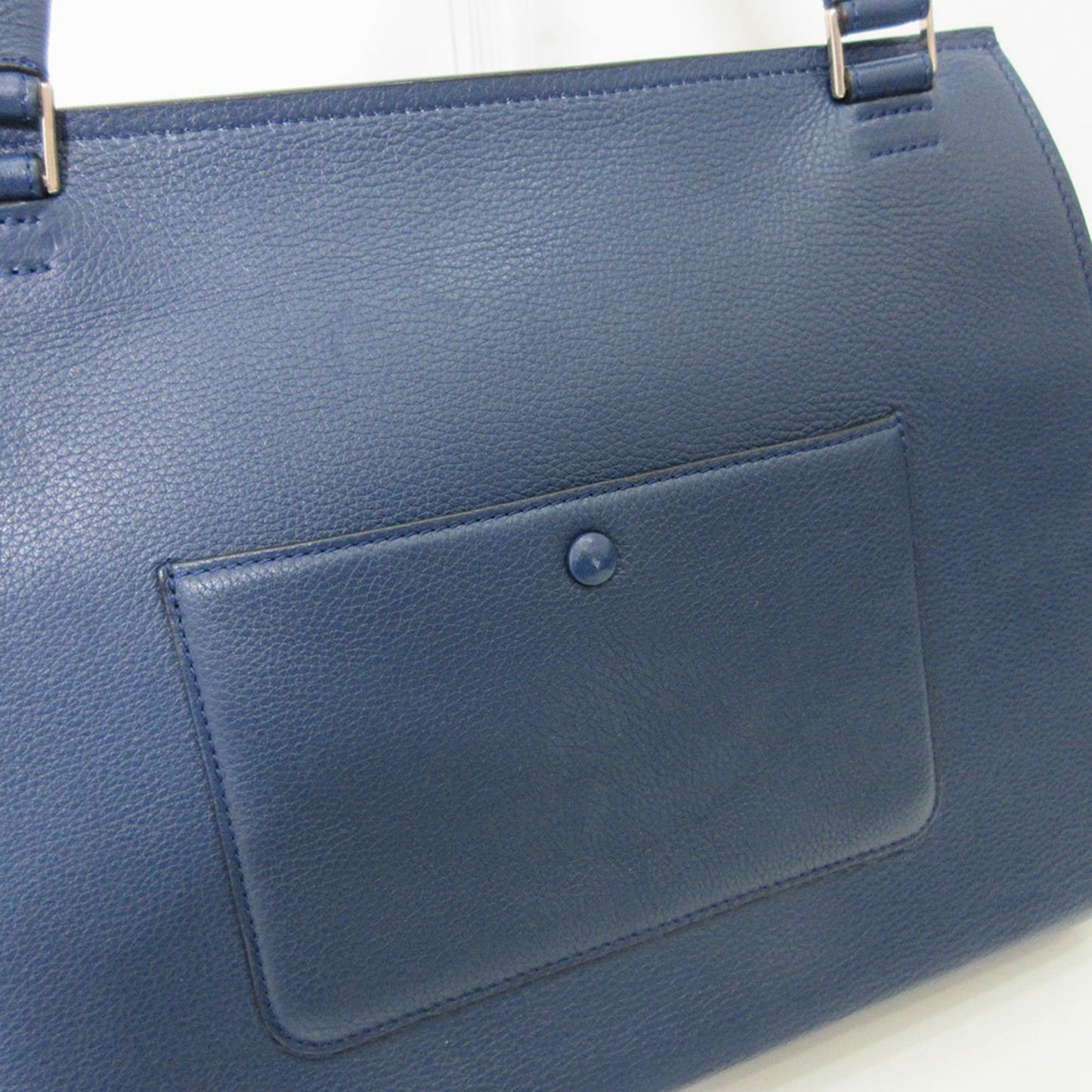 Celine Bag Edge Medium Handbag Blue Tote One Handle Ladies Calf Leather