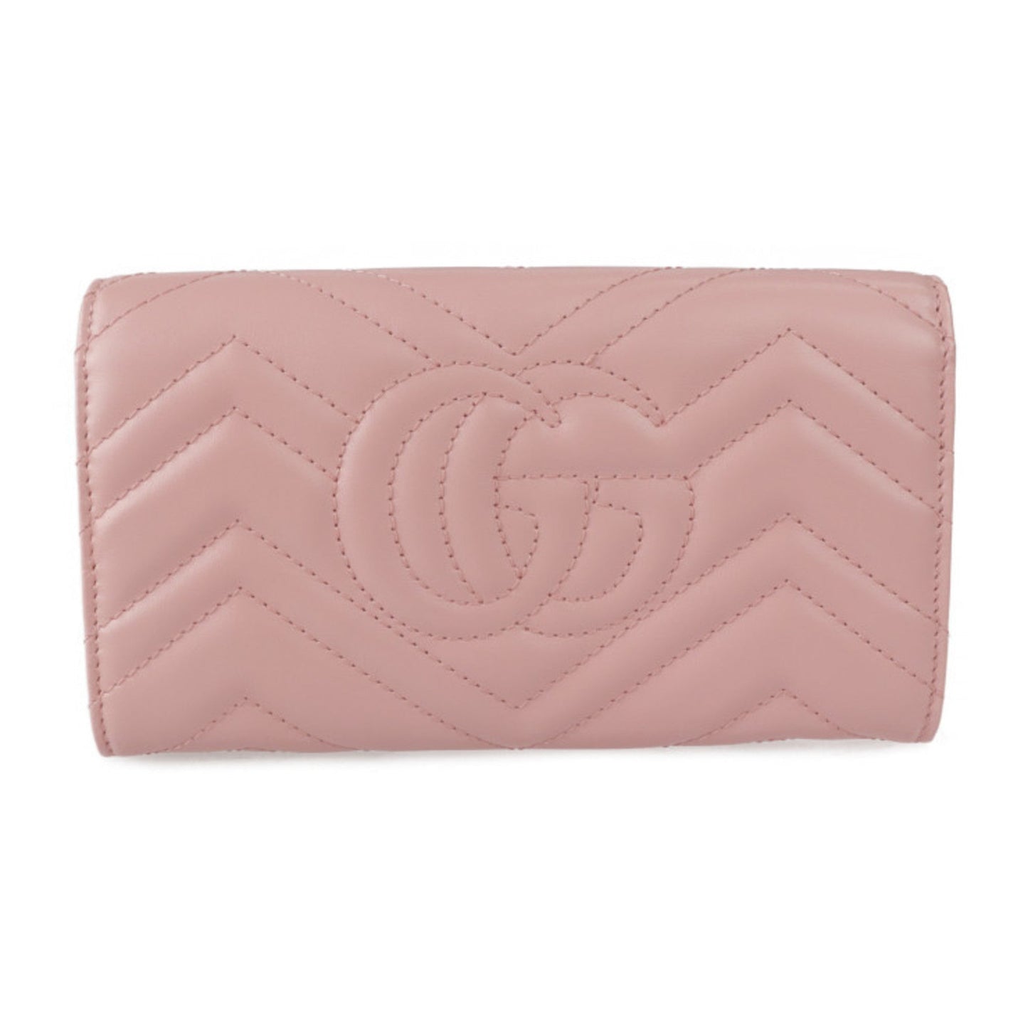 Gucci Continental Wallet GG Marmont Bifold 443436 Leather Pink Series Silver Metal Fittings Long