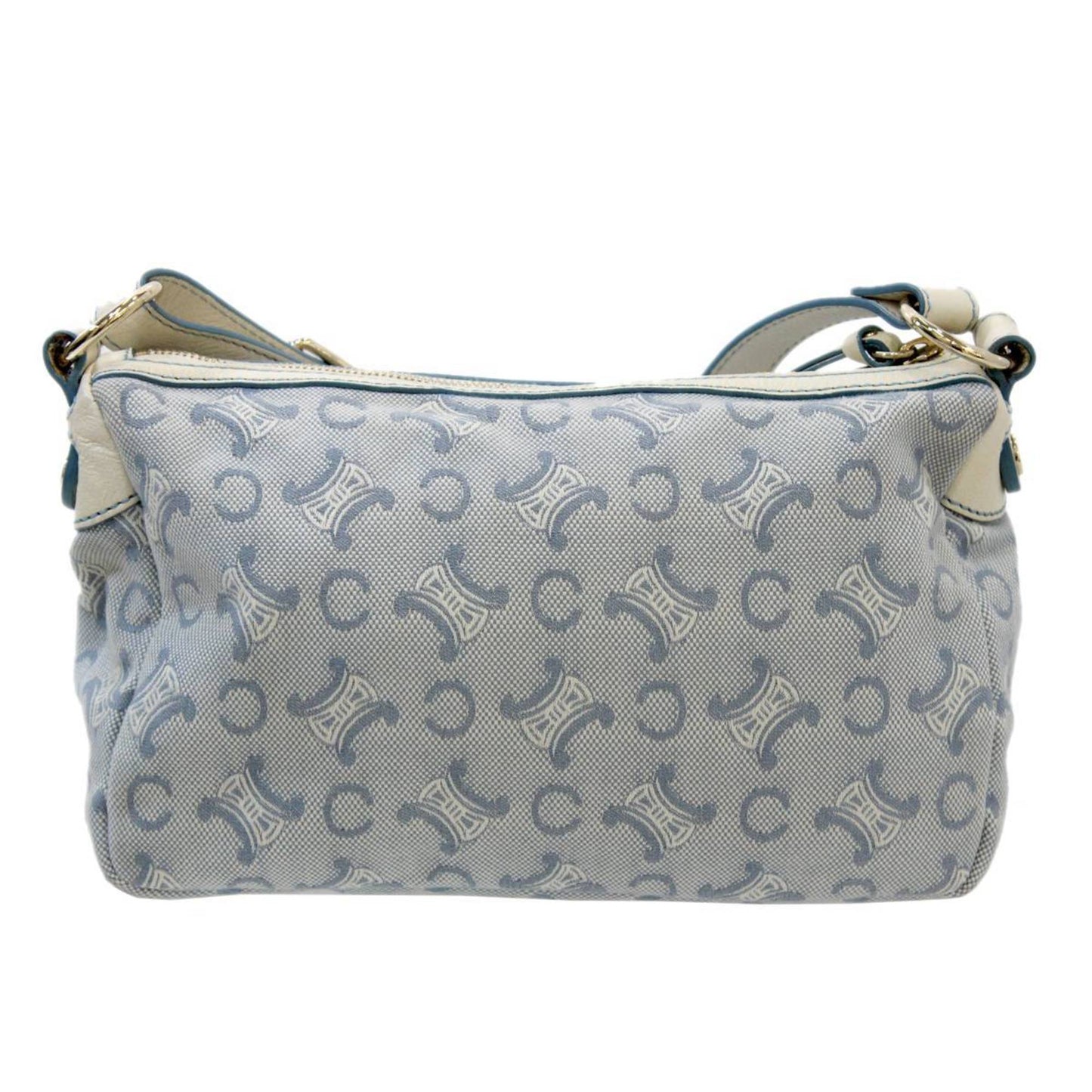 Celine Canvas Shoulder Bag Jaguar Leather Blue, White C Blason