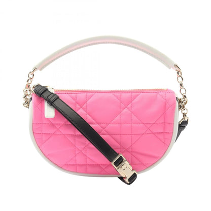 Christian Dior Pink White Leather Shoulder Bag ()