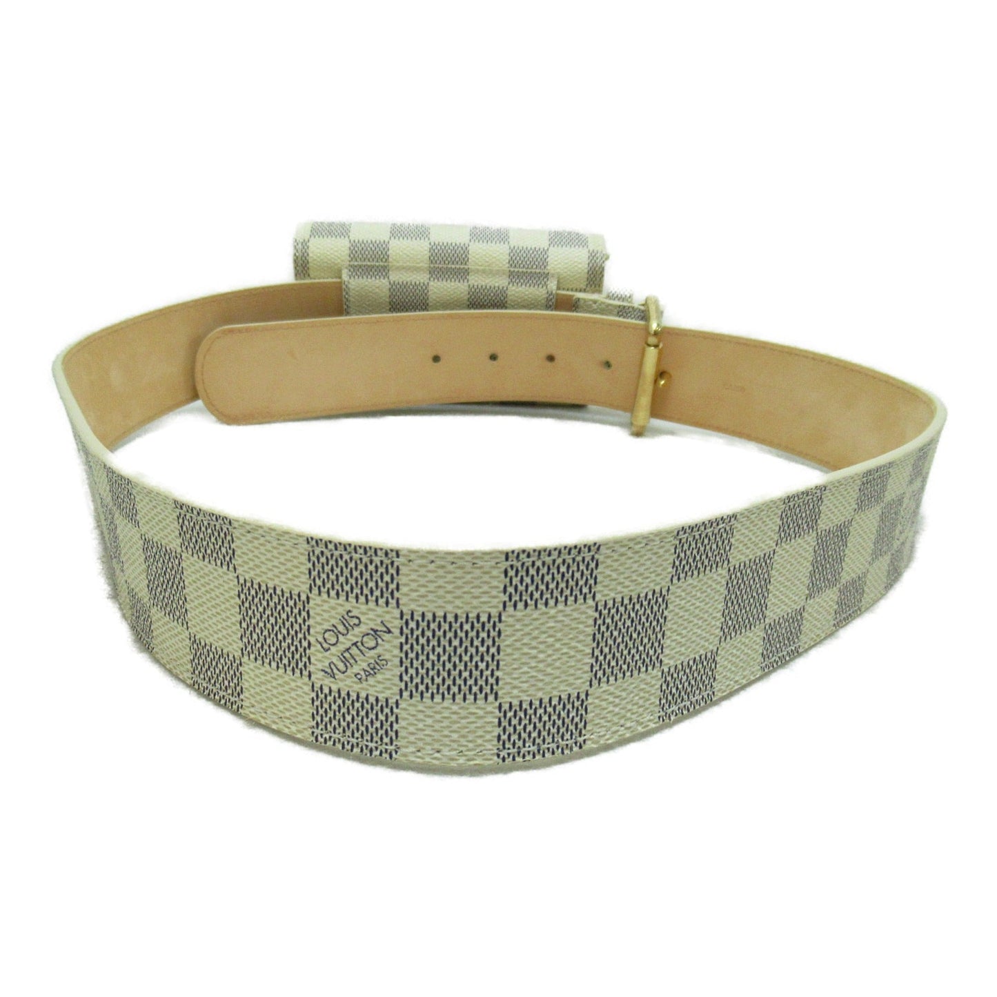 LOUIS VUITTON Sunchu Pochette Solo Belt White Damier Azur PVC coated canvas M9835S