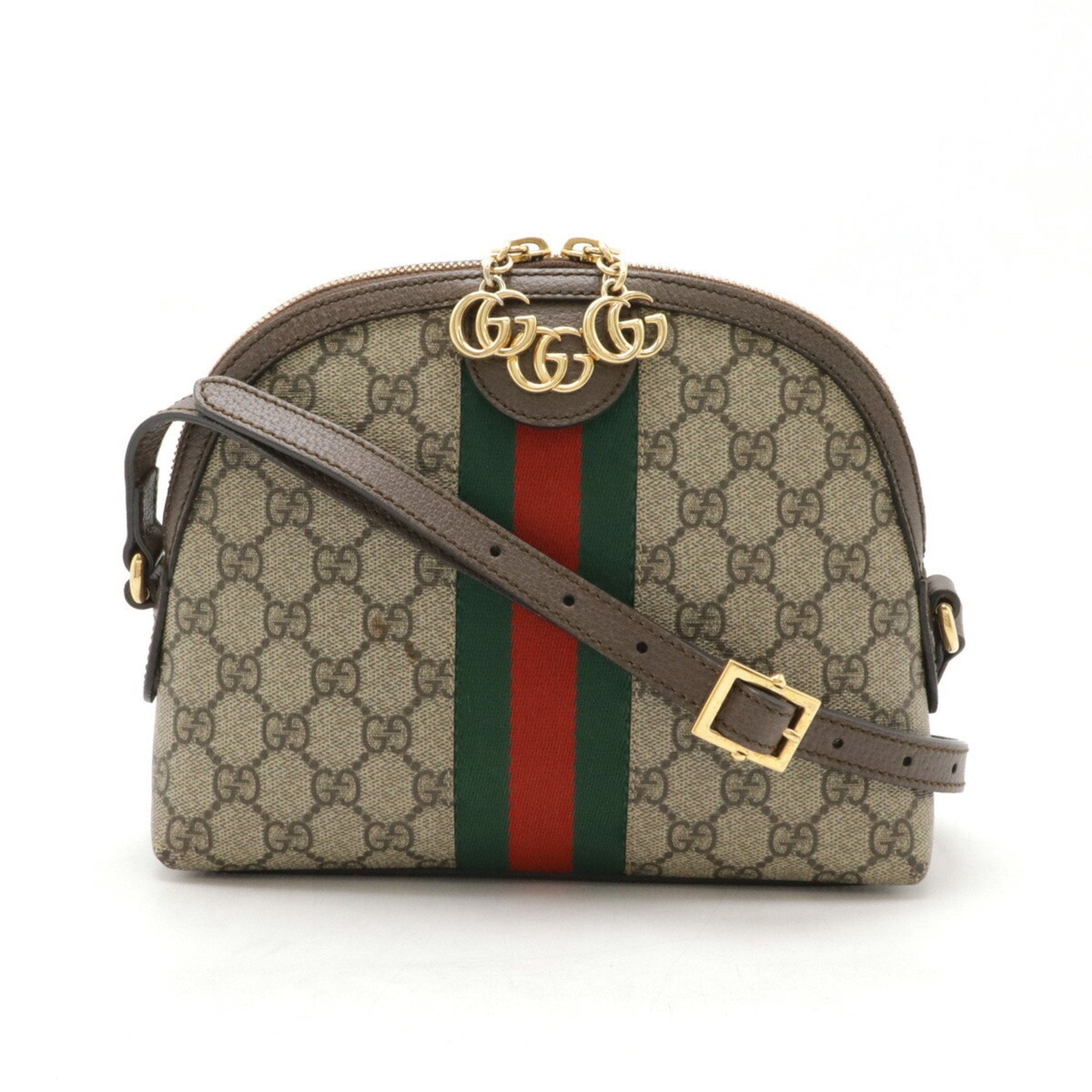 Gucci Sherry Line Beige Brown Green Red Color Pvc Leather Pochette Shoulder Bag ()