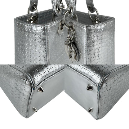Christian Dior Silver Leather Handbag Shoulder Bag ()