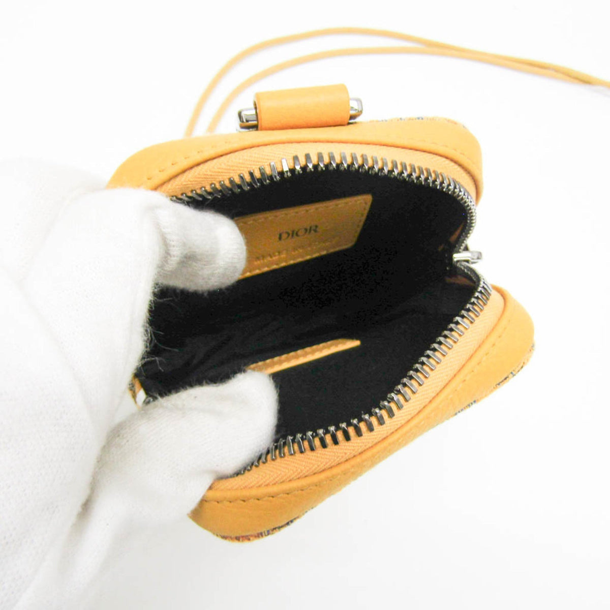 Christian Dior Yellow Leather Jacquard Pouch Shoulder Bag ()