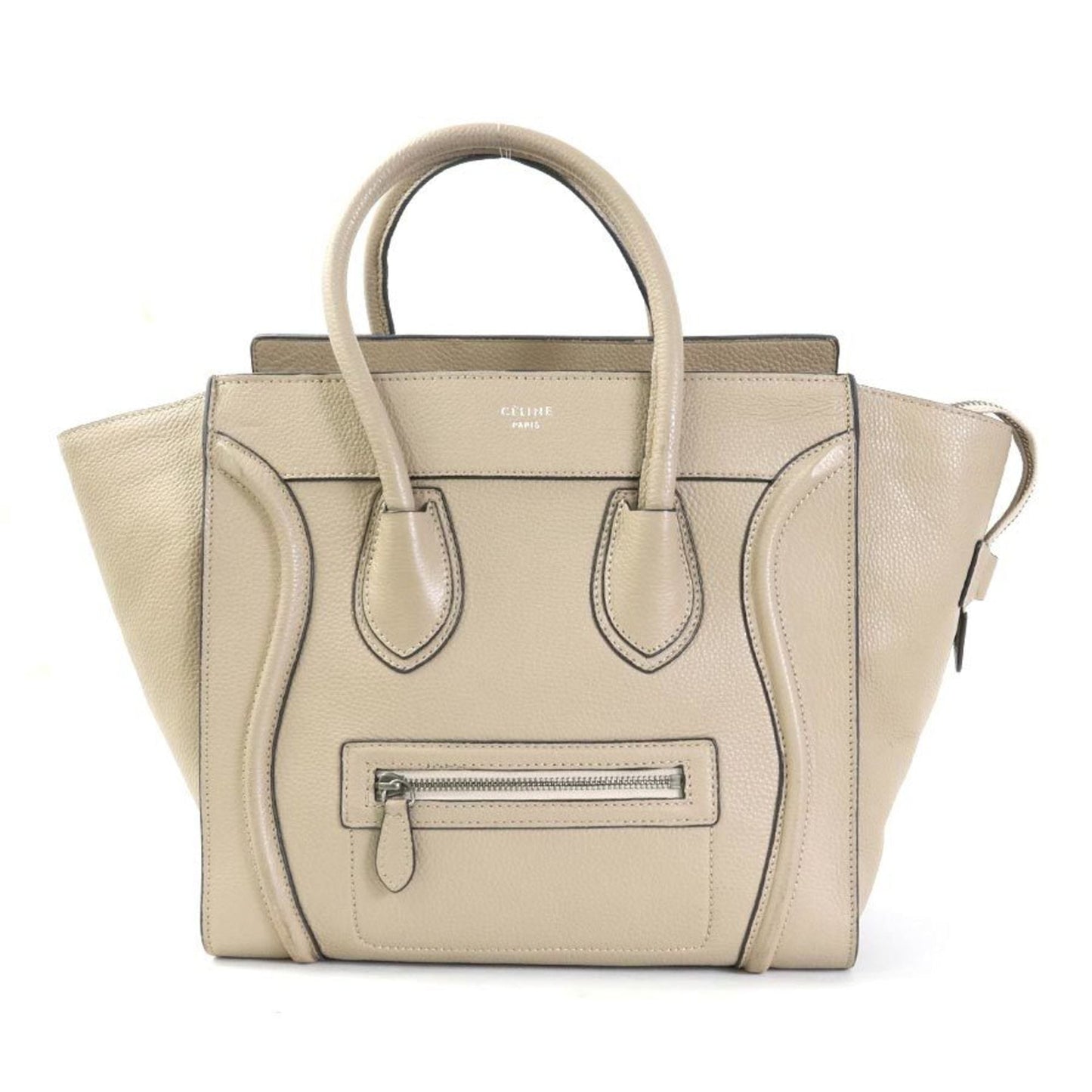 Celine Handbag Luggage Mini Shopper Leather Beige Ladies