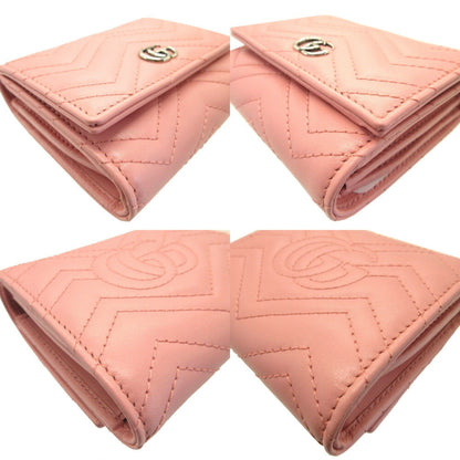 GUCCI GG Marmont 598629 Leather Pink Bifold Wallet