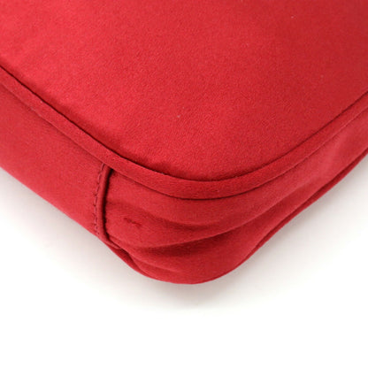 GUCCI Bamboo Handbag Shoulder Bag Satin Red 005.781.0315
