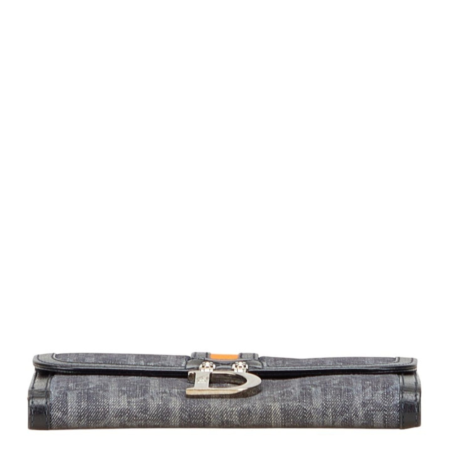 Christian Dior Trotter Black Gray Trotter Denim Leather Wallet (Bi-Fold) ()