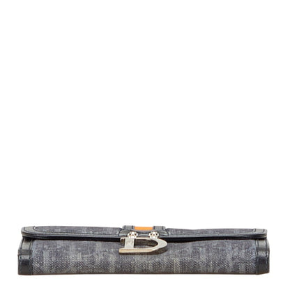 Christian Dior Trotter Black Gray Trotter Denim Leather Wallet (Bi-Fold) ()