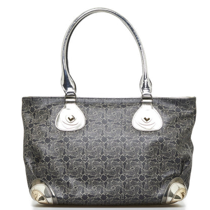Celine carriage tote bag shoulder black silver PVC leather ladies