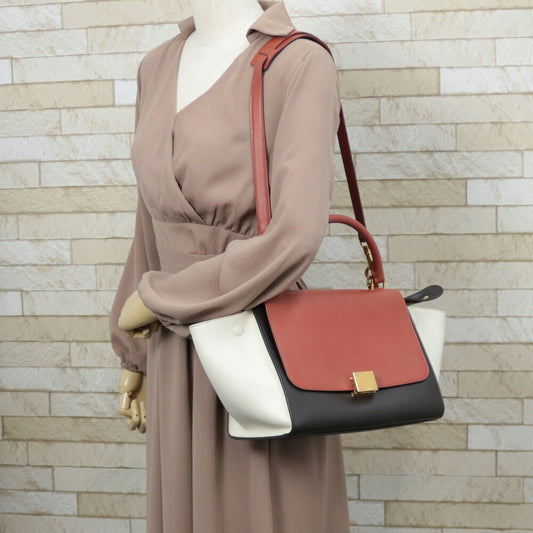 Celine Handbag Trappers Bag Shoulder Multicolor Brown Ladies
