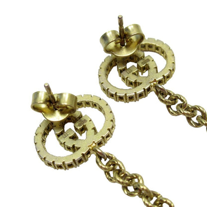 Gucci Earrings GG Gold x Pearl White Clear Metal Material Fake Stone