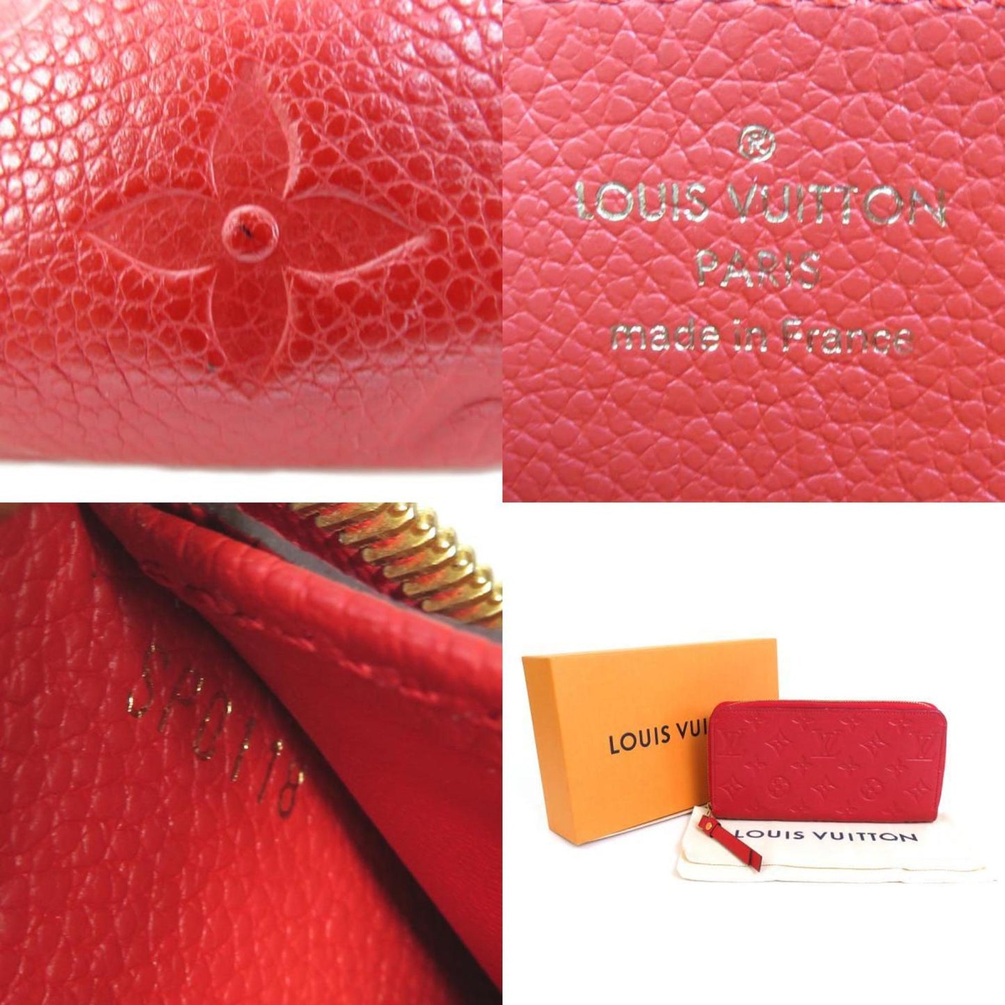 LOUIS VUITTON Round Zipper Long Wallet Monogram Emprene Zippy Scarlet Women's M63691