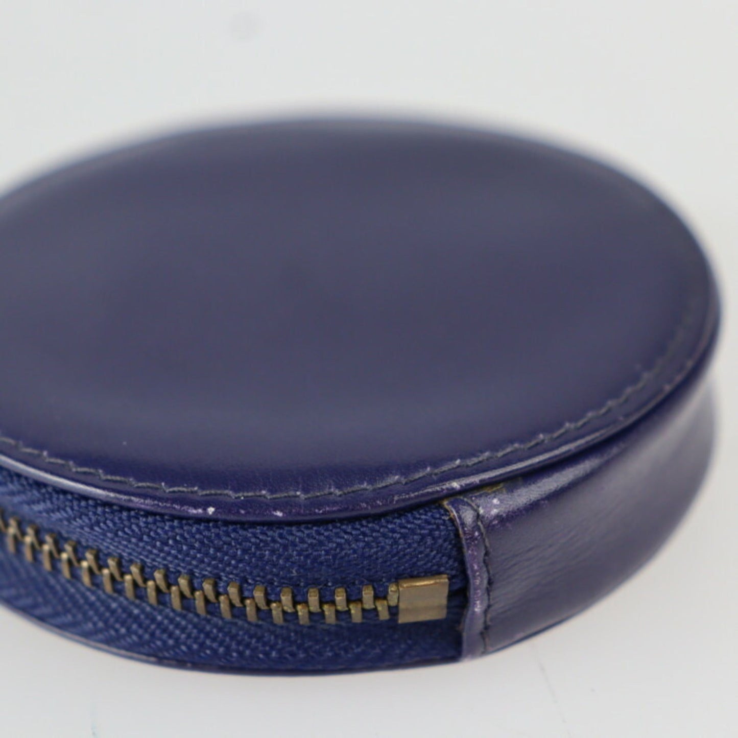 Celine coin case leather purple navy gold metal fittings circle logo purse