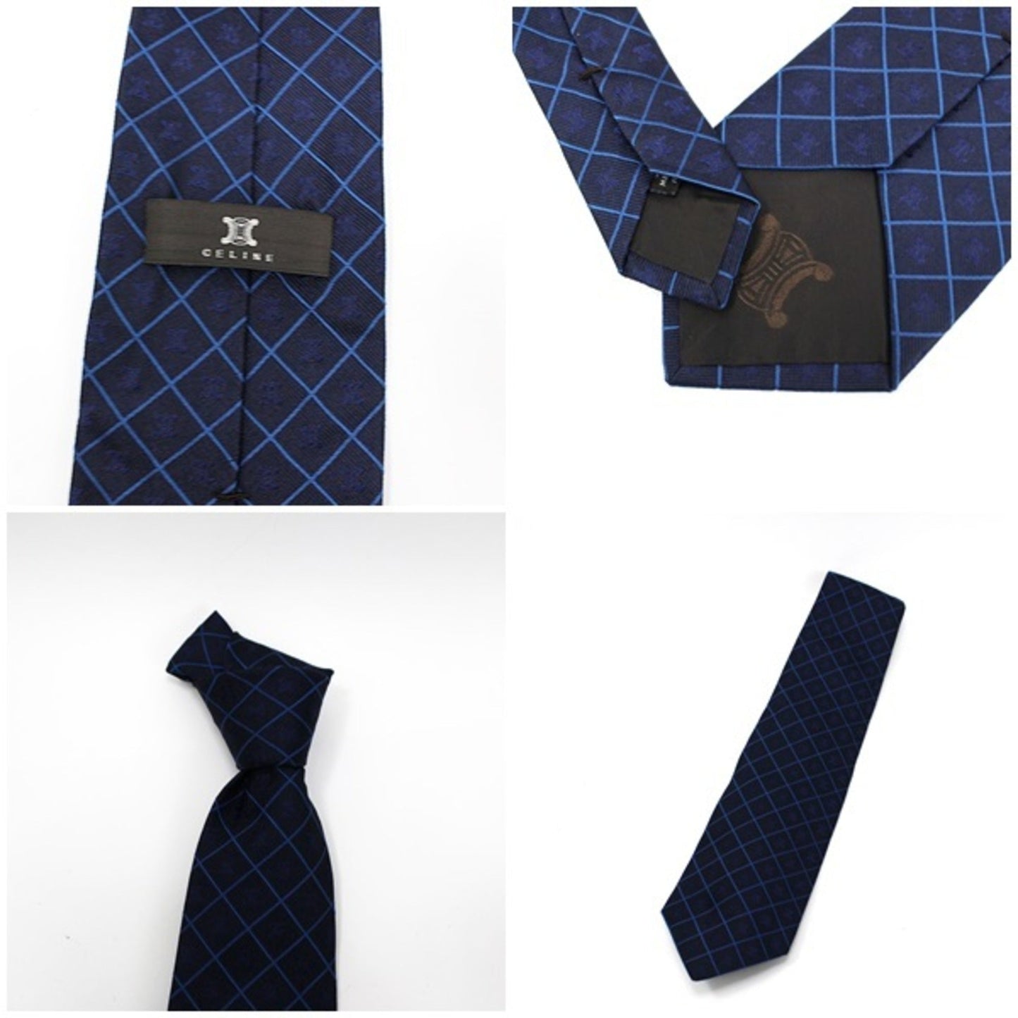 Celine Silk Necktie Plaid Men's Macadam