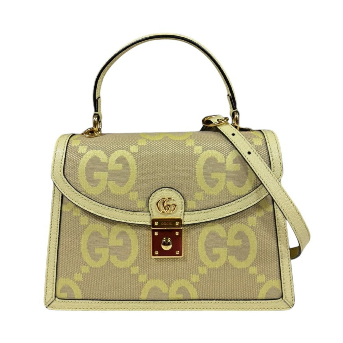 Gucci Yellow Canvas Leather Handbag Shoulder Bag ()