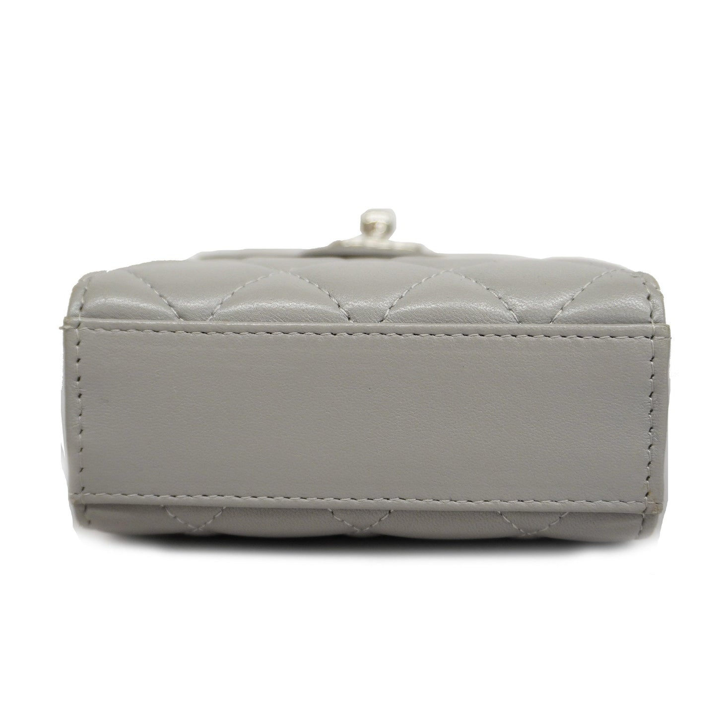 Chanel[3bd5059] Auth  Shoulder Bag Matelasse Chain Shoulder Lambskin Gray Silver metal