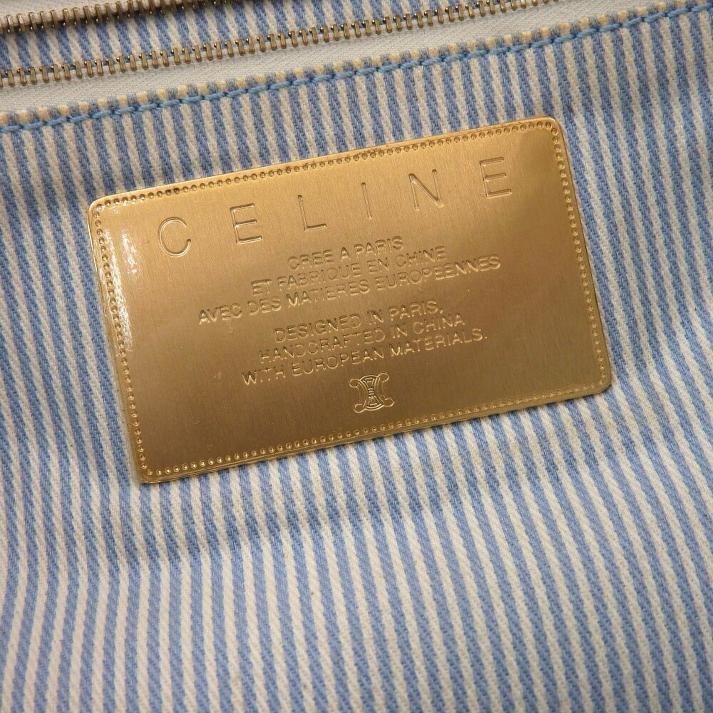 Celine Macadam Logo Crossbody Shoulder Bag Canvas x Leather White Blue