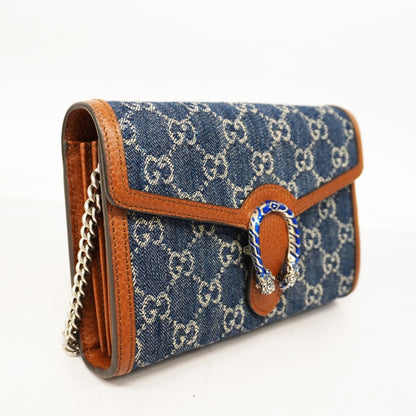 GUCCIAuth  Chain Wallet Dionysus GG Denim 401231 Blue,Brown