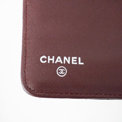 ChanelAuth  Matelasse Silver Metal Fittings Women's Lambskin Long Wallet Black