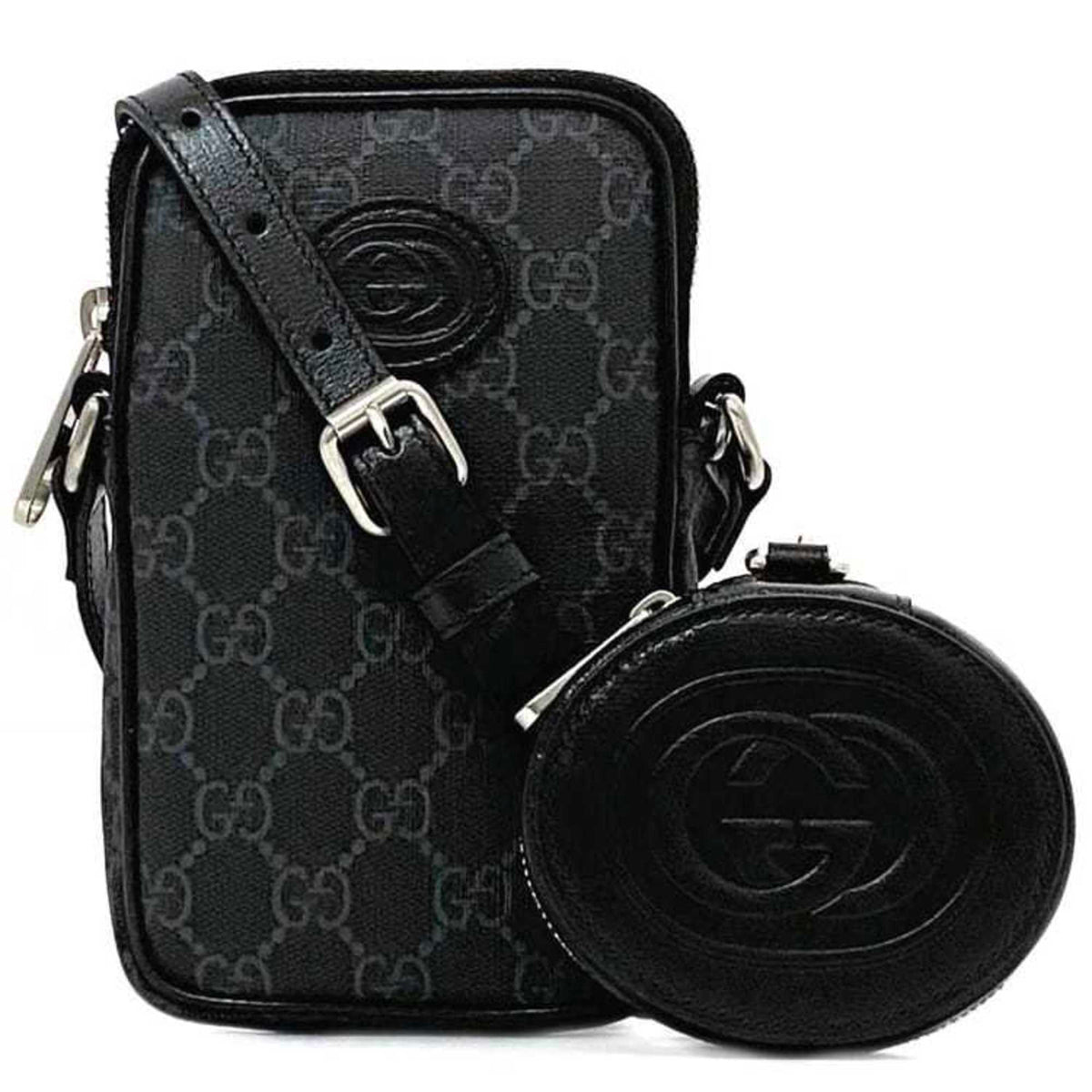 Gucci Black Gg Supreme Pochette Pouch Shoulder Bag