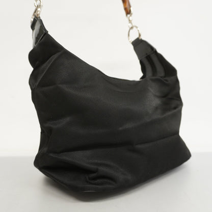 GUCCI  Bamboo Shoulder Bag 000 1998 0531 Women's Nylon Shoulder Bag Black