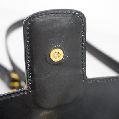 Celine  Carriage Metal Fittings Women's Leather Shoulder Bag Black