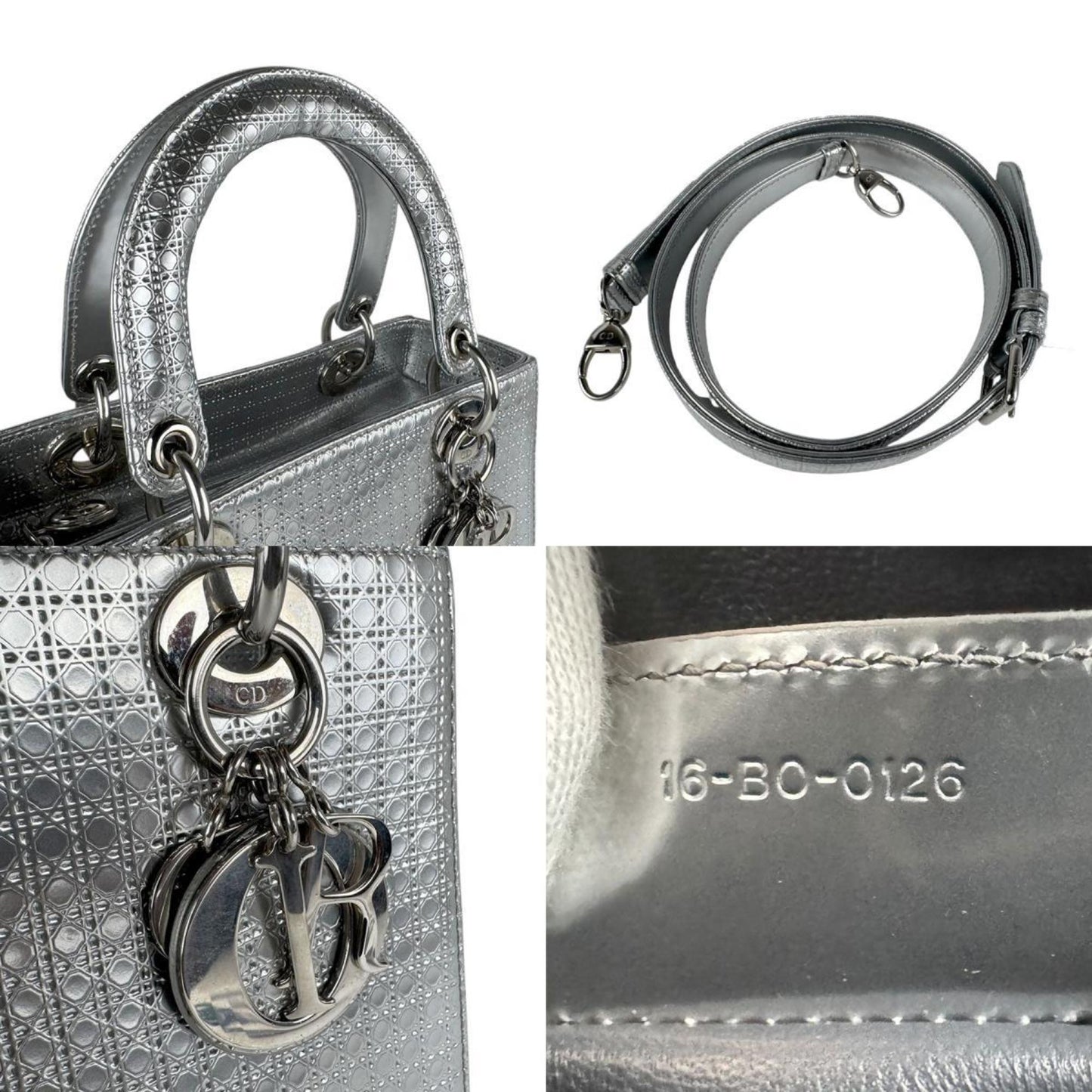 Christian Dior Silver Leather Handbag Shoulder Bag ()