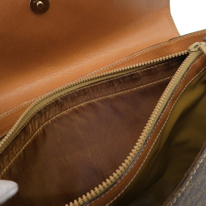 Celine Leather Macadam Clutch Bag Brown Women's