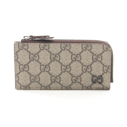 Gucci Beige Brown Coated Canvas Leather Coin Purse/Coin Case
