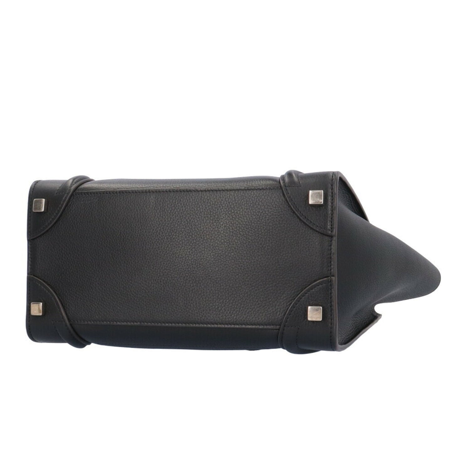 Celine Micro Shopper Luggage Handbag Leather Black Women's