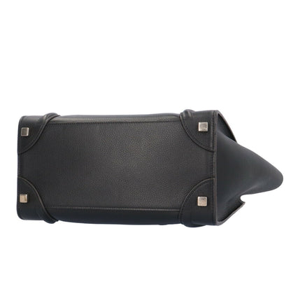 Celine Micro Shopper Luggage Handbag Leather Black Women's