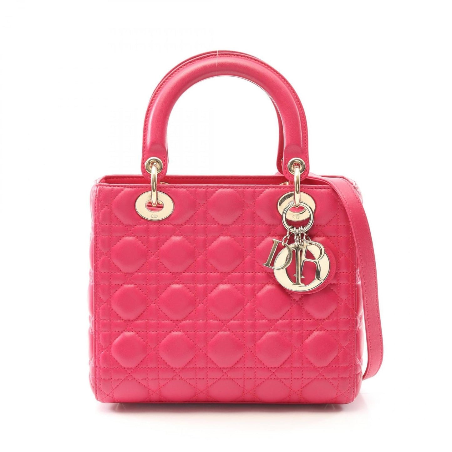 Christian Dior Lady Dior Red Color Leather Handbag ()