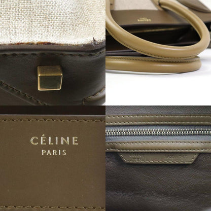 Celine Handbag Luggage Mini Shopper Leather/Canvas Brown Ladies