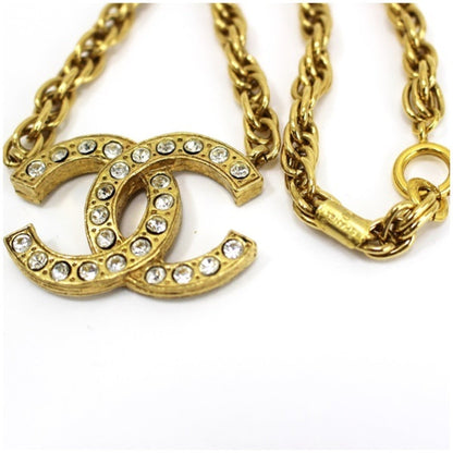 Chanel necklace gold color coco mark rhinestone CHANEL ladies pendant