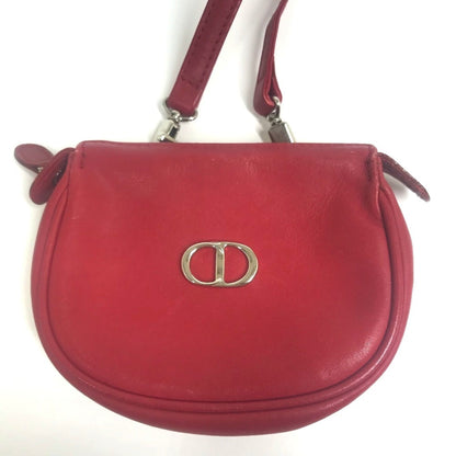 Christian Dior Red Color Leather Pochette Shoulder Bag ()