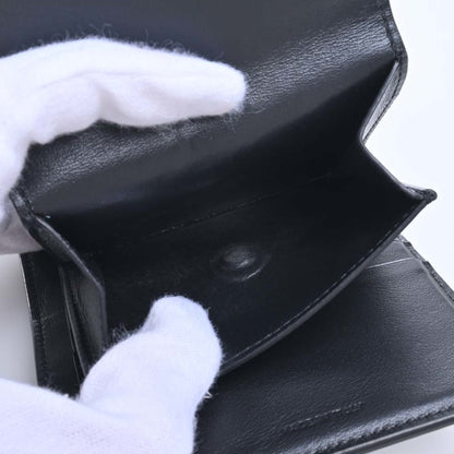 Celine Leather Triomphe Trifold Wallet Black Ladies