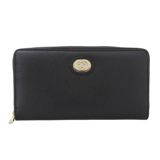 Gucci interlocking G round fastener long wallet leather black 598543 2067