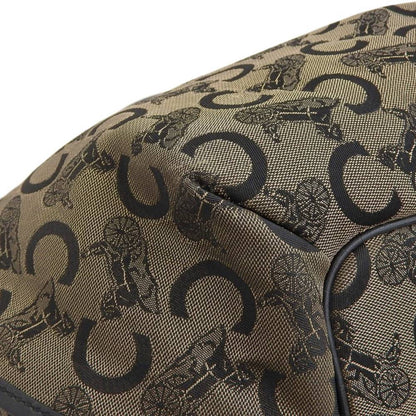 Celine tote bag carriage pattern large canvas black beige WC ST 0077