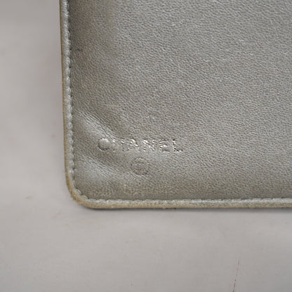 CHANEL Camellia Bi-fold Long Wallet With Silver Metal Women's Lambskin