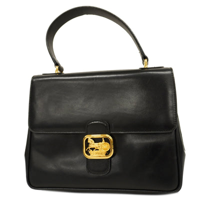 Celine  Carriage Metal Fittings Women's Leather Handbag Black