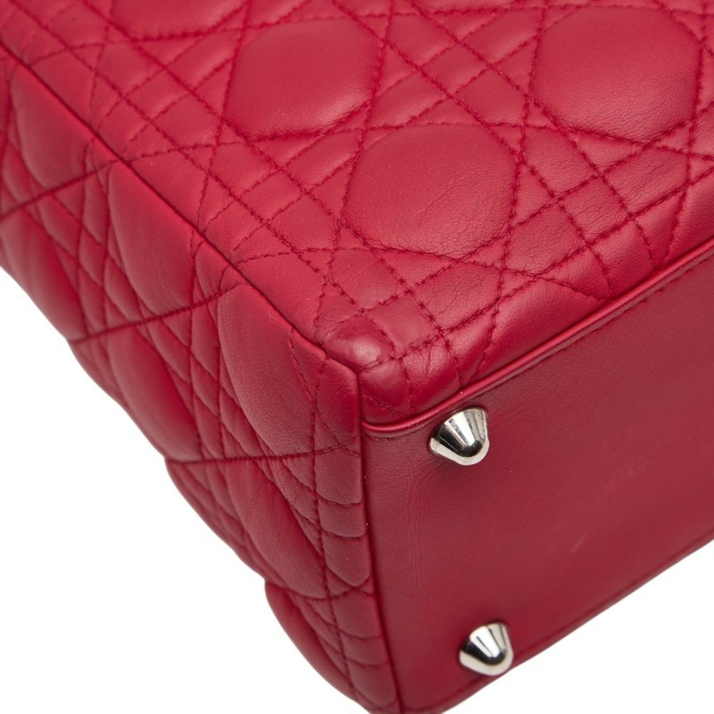 Christian Dior Lady Dior Red Color Leather Handbag Shoulder Bag ()
