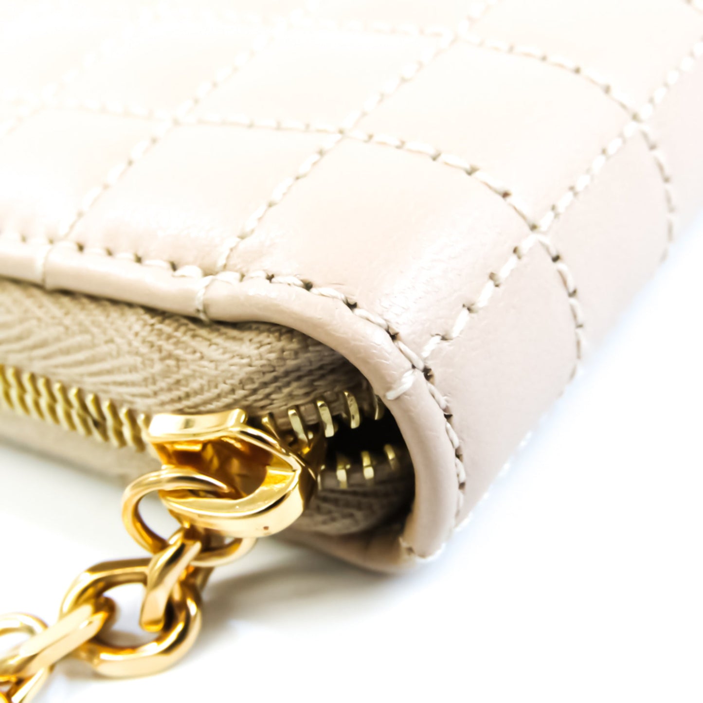 Celine Quilting Women's Leather Coin Purse/coin Case Beige