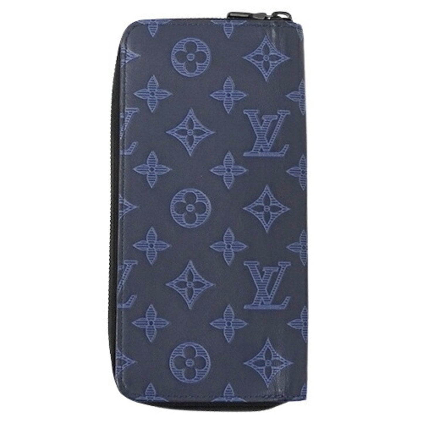 LOUIS VUITTON Wallet Monogram Shadow Men's Long Zippy Vertical Navy Blue M80423 Round