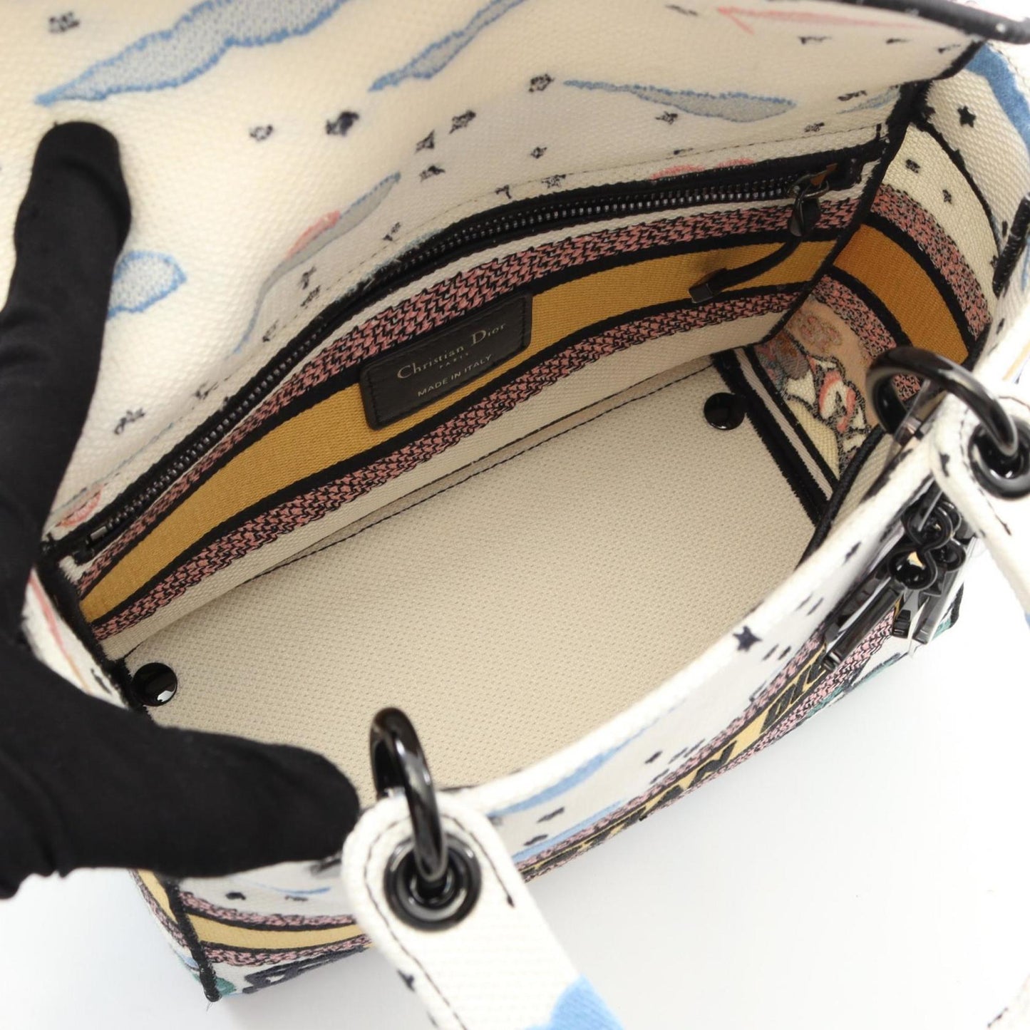 Christian Dior Multi-Color White Canvas Handbag ()