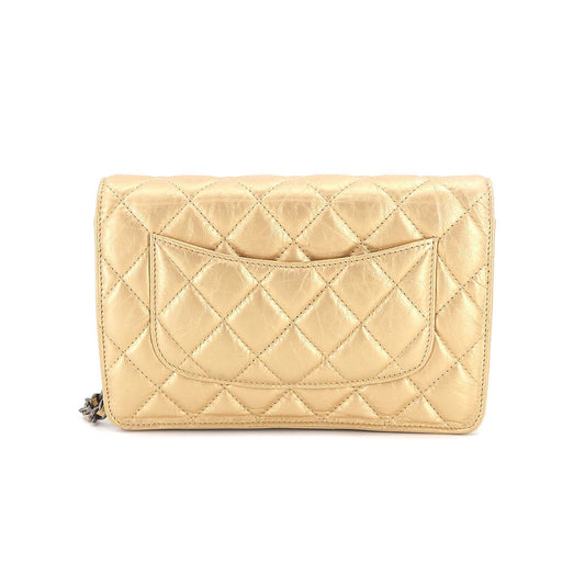 Chanel 2.55 Chain Wallet Long Leather Gold Vintage Silver Hardware
