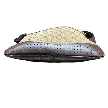 Gucci Beige Brown Gg Canvas Leather Shoulder Bag